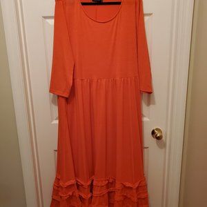 Orange Ruffle-Hem Maxi Dress - Plus